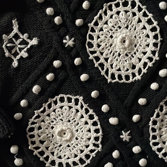 Rare Vintage Knit Cullinane Sweater From 80’s w/ Crochet Detailing - Picture 3 of 4